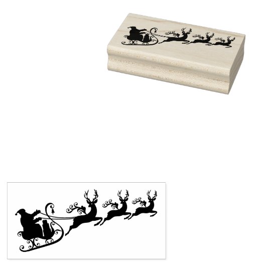 Sinterklaas met zijn slee en rendier 	rubberstempel (Gestempeld)