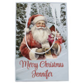 Sinterklaas Naam toevoegen Winter Sneeuw Kerst Scè Medium Cadeauzakje (Voorkant)