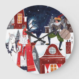 Sinterklaas Nacht Dorps Nederlandse Vakantiemuurkl Grote Klok