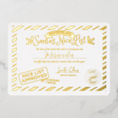 Sinterklaas Nice List Certificaat Aangepast Goud Folie Uitnodiging (Voorkant)