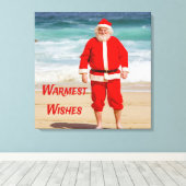 Sinterklaas op Beach Warmest Wishes Funny Humor Canvas Afdruk (Insitu (Houten vloer))