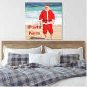 Sinterklaas op Beach Warmest Wishes Funny Humor Canvas Afdruk (Insitu (Slaapkamer))