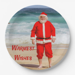 Sinterklaas op Beach Warmest Wishes Funny Humor Papieren Bordje