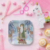 Sinterklaas op bezoek bij zijn rendier papieren bordje (Feest)