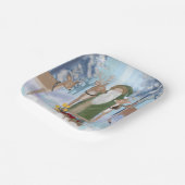 Sinterklaas op bezoek bij zijn rendier papieren bordje (Gebogen)