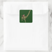 Sinterklaas op Brachiosaurus Vierkante Sticker (Tas)