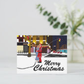 Sinterklaas op Broadway kerstfeestdag postcar Feestdagenkaart (Staand voorkant)