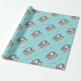Sinterklaas op de bank in pyjama cadeaupapier