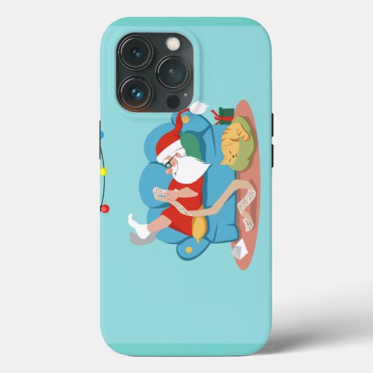 Sinterklaas op de bank in pyjama Case-Mate iPhone case (Achterkant)