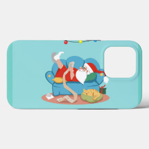 Sinterklaas op de bank in pyjama iPhone 13 pro hoesje