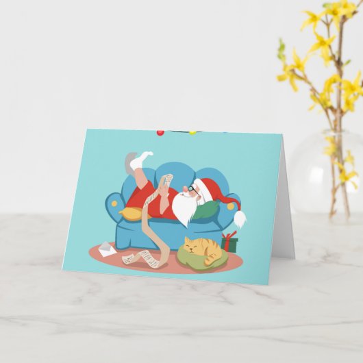 Sinterklaas op de bank in pyjama kaart (Gele Bloem)