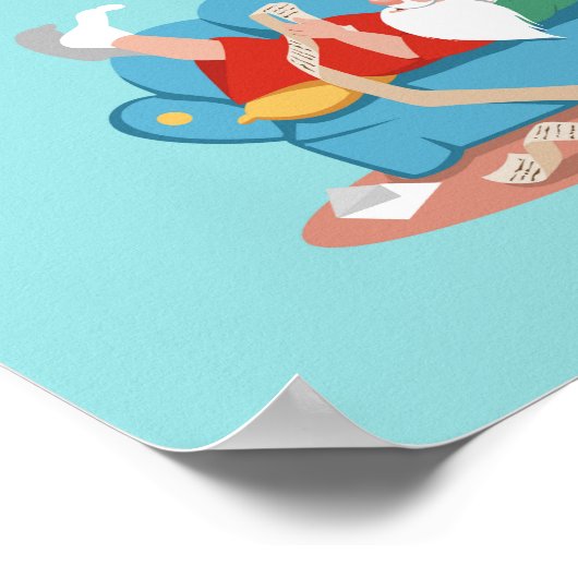 Sinterklaas op de bank in pyjama poster (Hoek)