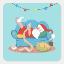 Sinterklaas op de bank in pyjama