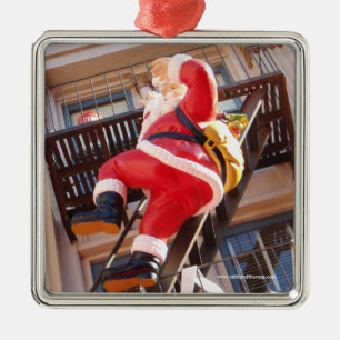 Sinterklaas op de brandtrap metalen ornament