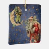 Sinterklaas op de maan van Crescent Keramisch Ornament (Rechts)
