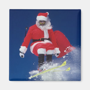 Sinterklaas op de skis die van een kraanhuis sprin magneet