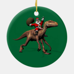 Sinterklaas op Deinonychus Keramisch Ornament