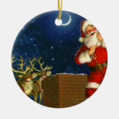 Sinterklaas op het dak keramisch ornament (Voorkant)