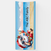 Sinterklaas op het strand Kerstmis in juli Feest Spandoek (Verticaal)