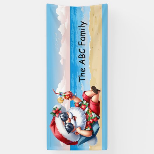 Sinterklaas op het strand Kerstmis in juli Feest Spandoek (Verticaal)