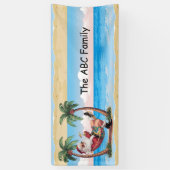 SINTERKLAAS op het strand met Kerstmis in juli Spandoek (Verticaal)