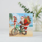 Sinterklaas op het strand, Vrolijk kerstfeest! Kaart (Staand voorkant)