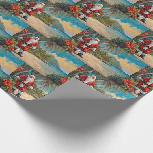 Sinterklaas op het tropische strand cadeaupapier (Hoek)