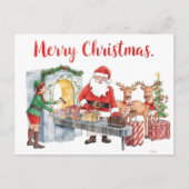 Sinterklaas op het vliegveld feestdagenkaart (Voorkant)