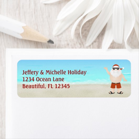 Sinterklaas op kerstfeestdag met strand etiket (Insitu)