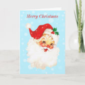 Sinterklaas op Lichtblauwe Kerst Kaart (Voorkant)
