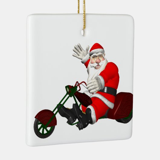 Sinterklaas op motortrede keramisch ornament (Rechts)