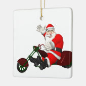 Sinterklaas op motortrede keramisch ornament (Links)