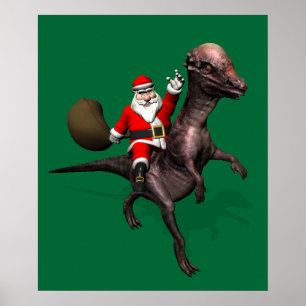 Sinterklaas op Pachyosaurus Poster