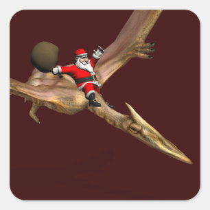 Sinterklaas op Quetzalcoatlus Vierkante Sticker