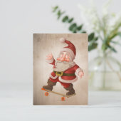 Sinterklaas op skateboard feestdagenkaart (Staand voorkant)