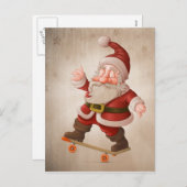 Sinterklaas op skateboard feestdagenkaart (Voorkant / Achterkant)