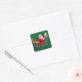 Sinterklaas op vliegende biet vierkante sticker (Envelop)
