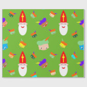 Sinterklaas pakpapier met gekleurde pietjes (Vlak)