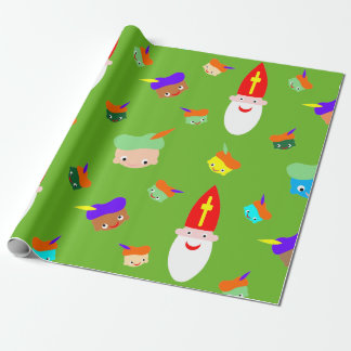 Sinterklaas pakpapier met gekleurde pietjes