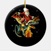 Sinterklaas Riding Dinosaur T-Rex Kerst Prehis Keramisch Ornament (Achterkant)