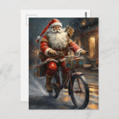 Sinterklaas Rijden de Fiets Kerstmis Briefkaart (Voorkant / Achterkant)