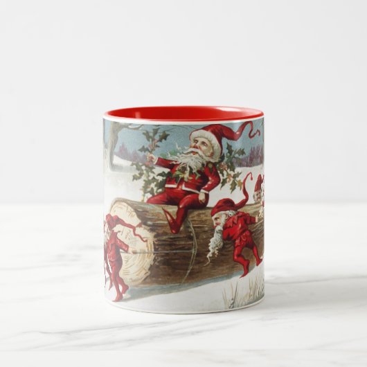 Sinterklaas Rijden Log als Elfen Push en Pull Tweekleurige Koffiemok (Center)