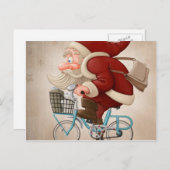 Sinterklaas rijdt op de fiets feestdagenkaart (Voorkant / Achterkant)