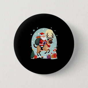 Sinterklaas rijdt op rendier Siamese kat Kerstboom Ronde Button 5,7 Cm