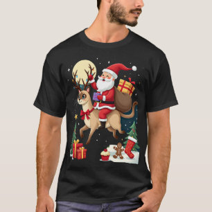 Sinterklaas rijdt op rendier Siamese kat Kerstboom T-shirt