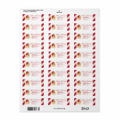 Sinterklaas Rode Candy Cane Stripe Aangepaste Kers Etiket (Full Sheet)