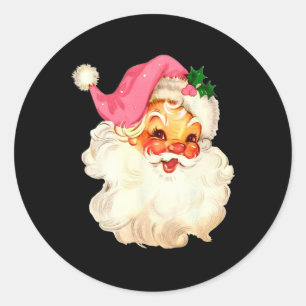 Sinterklaas Roze Kerstmis Gezicht Oud Xmas Vintage Ronde Sticker