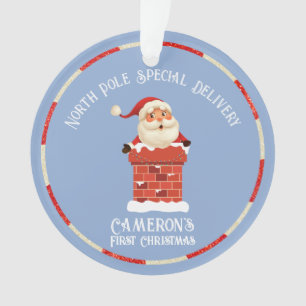 Sinterklaas schoorsteen Custom Foto Eerste Kerstmi Ornament