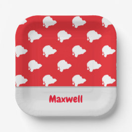 Sinterklaas silhouet patroon op rood papieren bordje