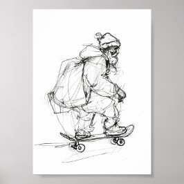 Sinterklaas skateboarden met Cadeaus Poster